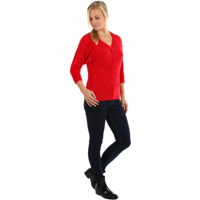 Glara Women's soft sweater V-neck 3/4 sleeves