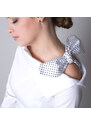 Willsoor Camisa para mujer en color blanco con lazo de lunares 11323