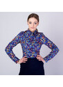 Willsoor Moderno camisa de mujer con colorido patrón de hojas 9575