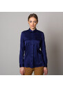 Willsoor Camisa para mujer color azul oscuro con estampado liso 12522