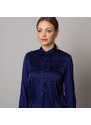Willsoor Camisa para mujer color azul oscuro con estampado liso 12522