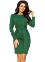 Glara Solid colour cotton ladies dress with sleeves