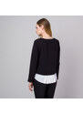 Willsoor Blusa negra de mujer con inserción de camisa 14151