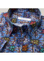 Willsoor Camisa para mujer color azul con estampado floral 14412