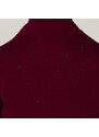 Willsoor Jersey Cuello De Tortuga Color Burdeos Con Decoración Para Mujer 10516