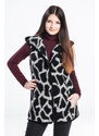 Glara Patterned 100% sheep wool vest with hood