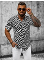Camisa de hombre con manga corta negro-blanca OZONEE E/1400/154