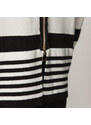 Willsoor Suéter tejido para mujer en color crema con elementos negros a contraste 15241