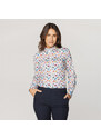 Camisa de mujer Willsoor 6637 en blanco con mariposas de colores