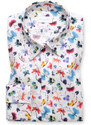Camisa de mujer Willsoor 6637 en blanco con mariposas de colores