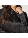 Willsoor Camisa para mujeres en color negro con cuello atado 12421