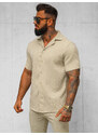 Camisa de hombre con manga corta beige OZONEE O/Y971T