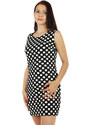 Glara Black-white short dress polka dots