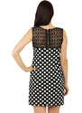 Glara Black-white short dress polka dots