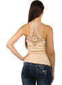 Glara Women's cotton tank top lace
