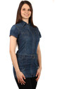 Glara Women's jeans short dress short sleeves
